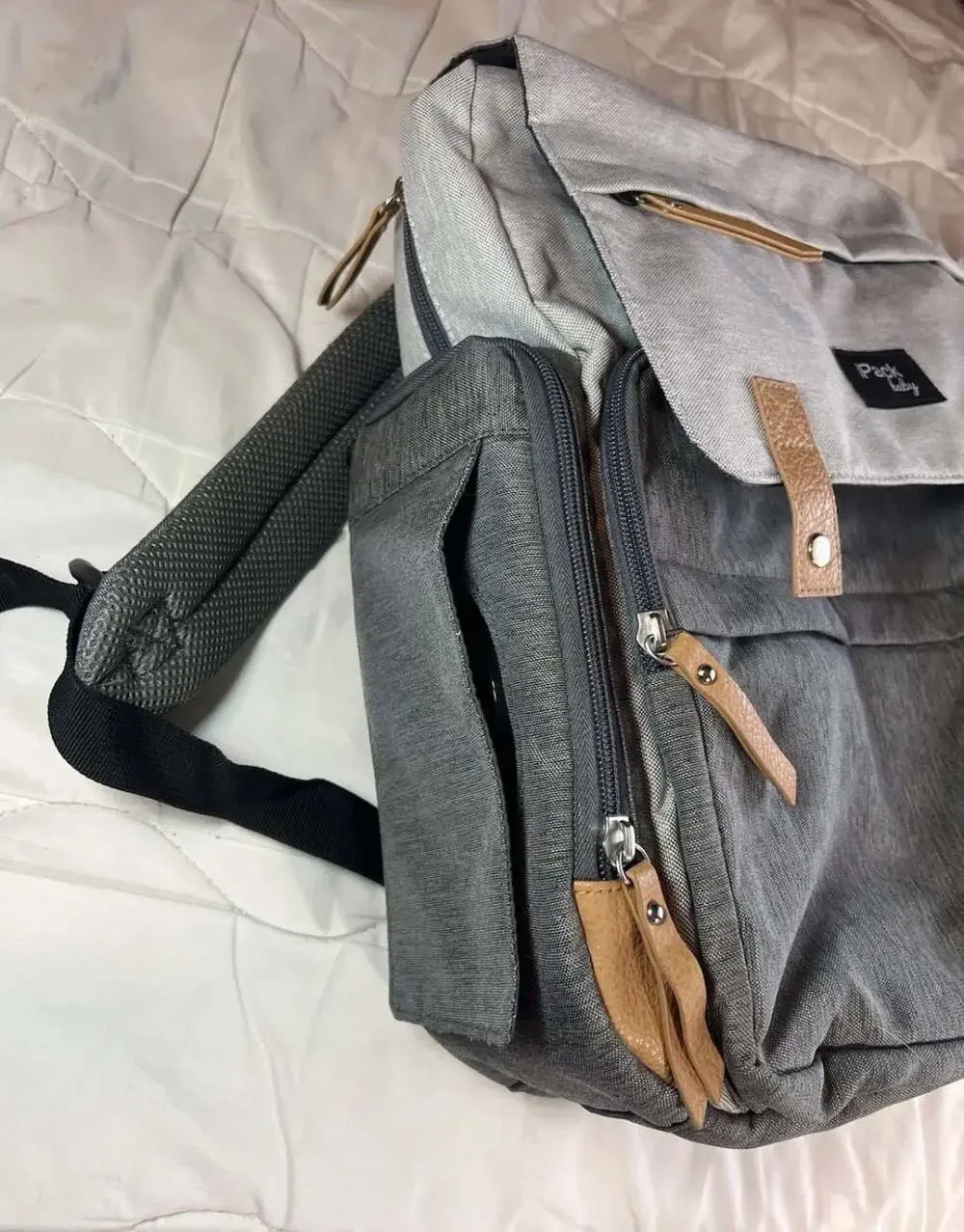 iPack Baby Diaper Bag Backpack Gray and Tan